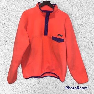 VINTAGE Patagonia Fleece Button Up Bright Orange